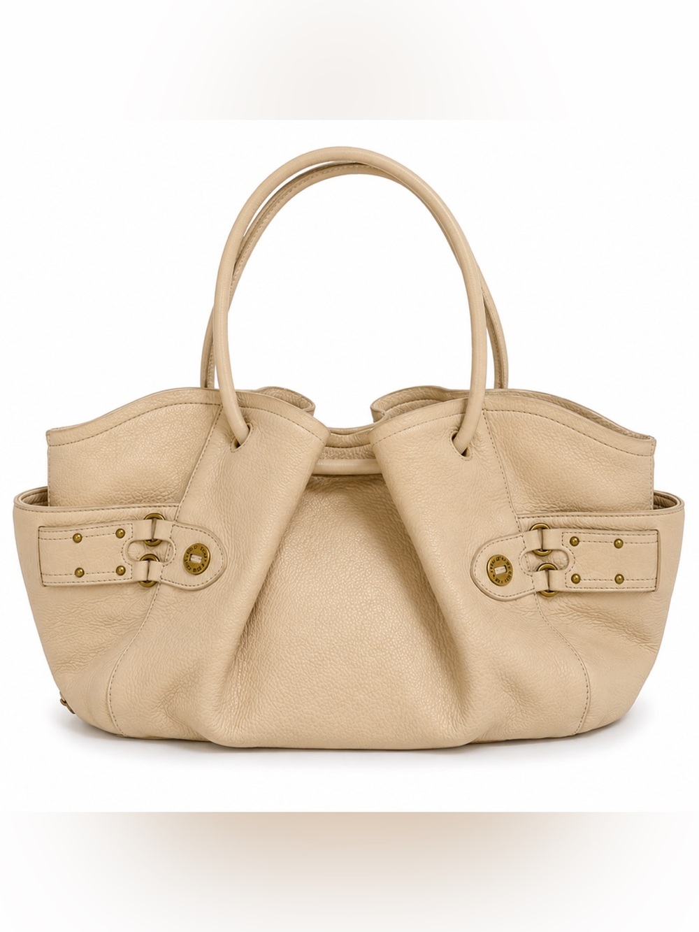 Cole Haan Village Pebbled Leather Slouch Tote Shoulder Bag Ivory Cream